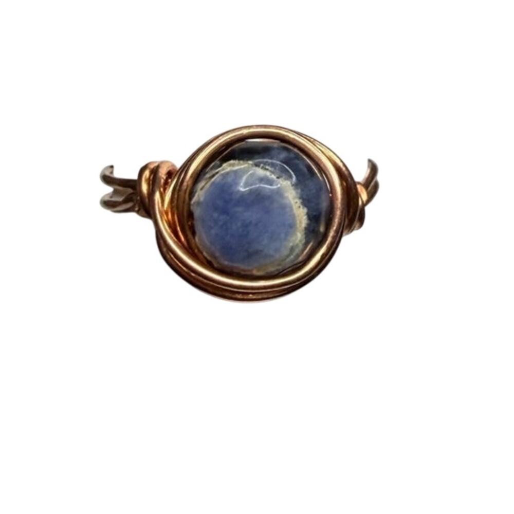 Sodalite ring copper handmade size 8